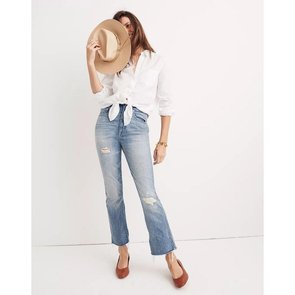 New Madewell Rigid Demi Boot Crop Jeans 32